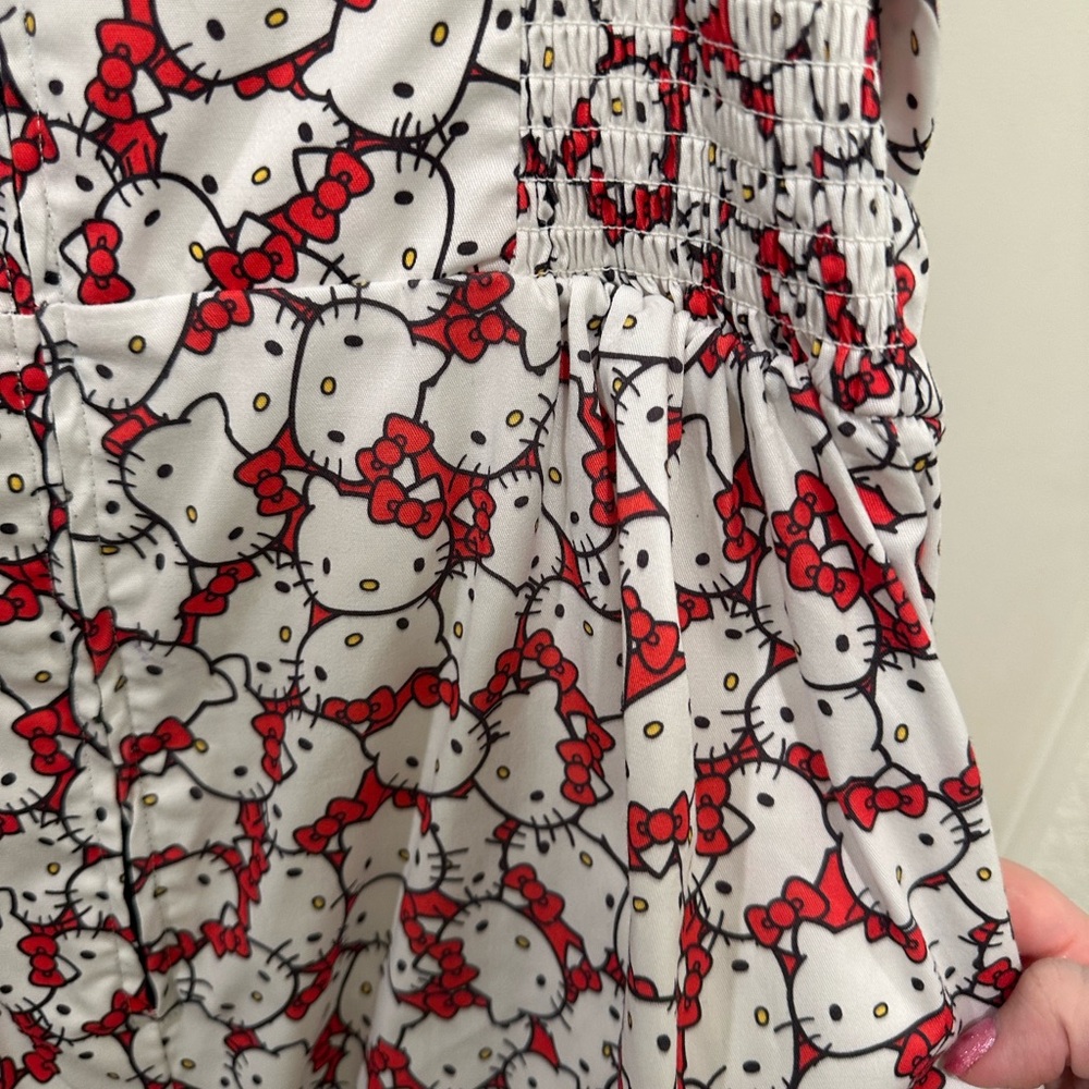 Unique Vintage White and Red Hello Kitty Print Romper with Black Bow - Picture 5 of 8